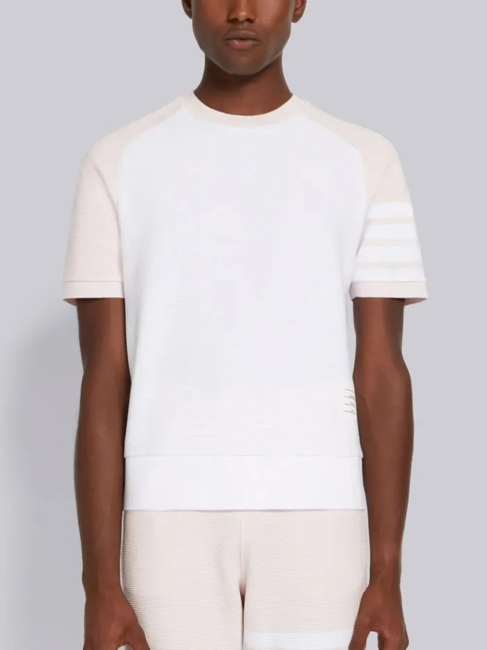 Cotton Ottoman Rib 4bar Saddle Short Sleeve Sweatshirt Light Pink Men Thom Browne Tshirts and Polos Cotton Ottoman Rib 4bar Saddle Short Sleeve Sweatshirt Light Pink Men Thom Browne Tshirts and Polos