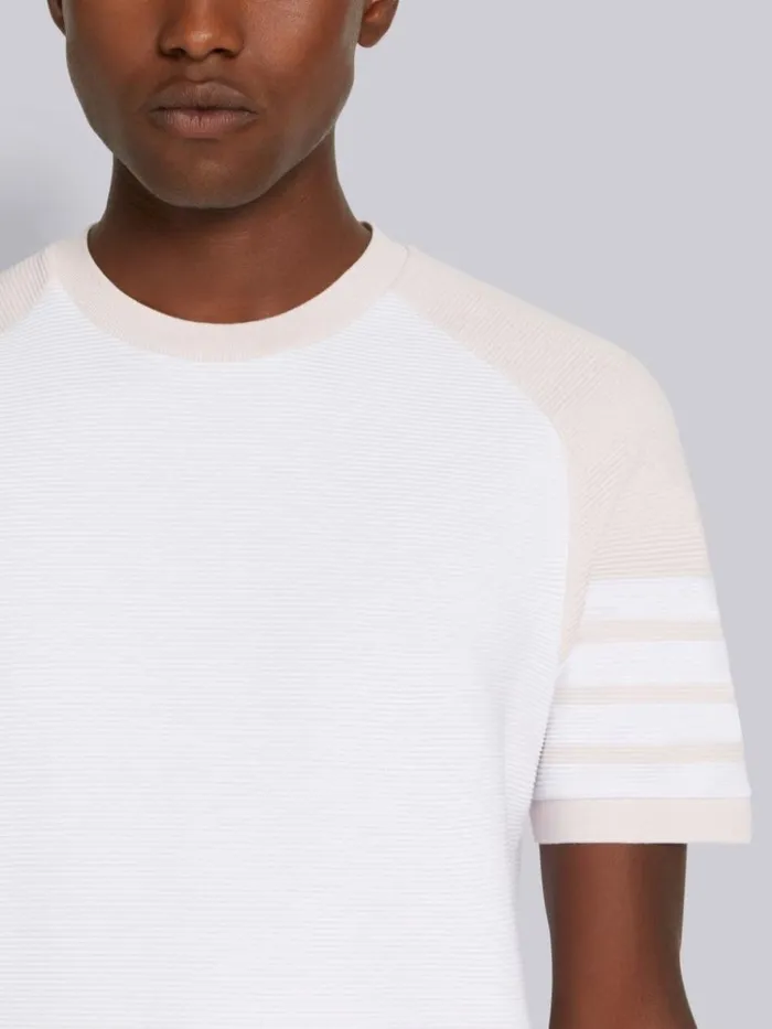 Cotton Ottoman Rib 4bar Saddle Short Sleeve Sweatshirt Light Pink Men Thom Browne Tshirts and Polos
