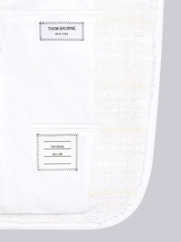 Cotton Oxford Ribbon Tweed Tipped High Armhole Jacket White Women Thom Browne Jackets
