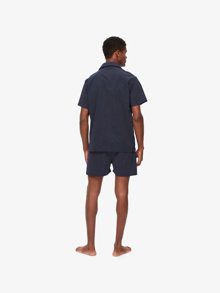 Cotton Pajamas Men Derek Rose Short Pajamas Plaza 21 Cotton Batiste Navy