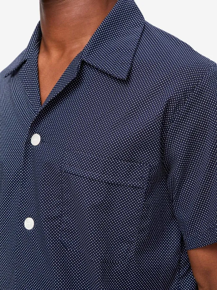 Cotton Pajamas Men Derek Rose Short Pajamas Plaza 21 Cotton Batiste Navy