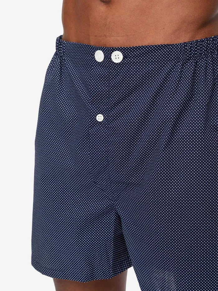 Cotton Pajamas Men Derek Rose Short Pajamas Plaza 21 Cotton Batiste Navy