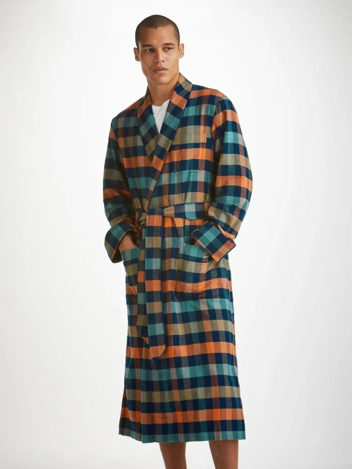 Cotton Robes Men Derek Rose Robe Kelburn 40 Brushed Cotton Multi