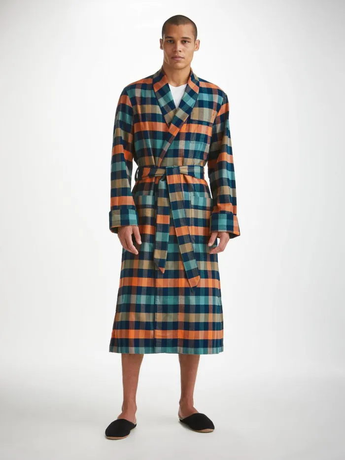 Cotton Robes Men Derek Rose Robe Kelburn 40 Brushed Cotton Multi