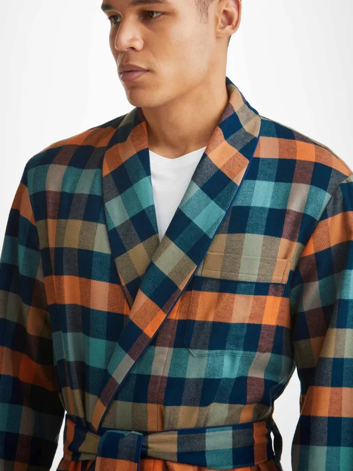 Cotton Robes Men Derek Rose Robe Kelburn 40 Brushed Cotton Multi