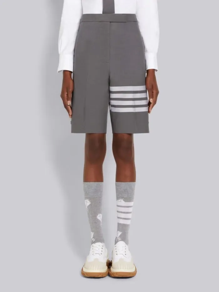 Cotton Twill Engineered 4bar Backstrap Bermuda Short Medium Grey Women Thom Browne Trousers Cotton Twill Engineered 4bar Backstrap Bermuda Short Medium Grey Women Thom Browne Trousers