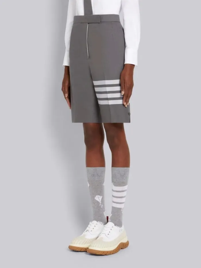 Cotton Twill Engineered 4bar Backstrap Bermuda Short Medium Grey Women Thom Browne Trousers