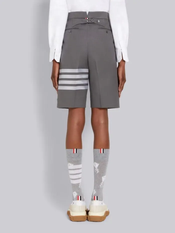 Cotton Twill Engineered 4bar Backstrap Bermuda Short Medium Grey Women Thom Browne Trousers
