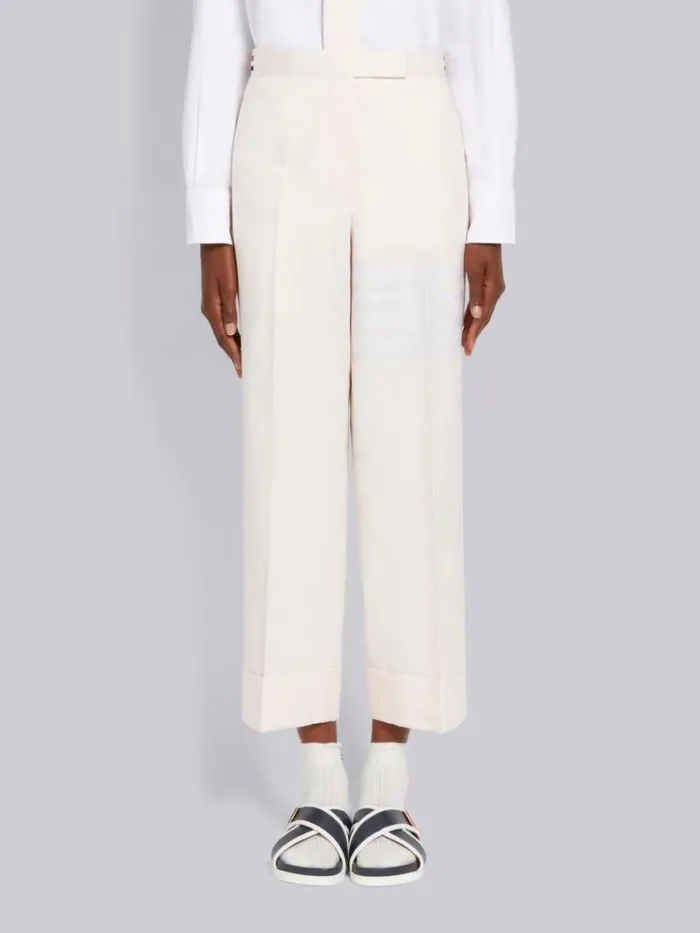 Cotton Twill Engineered 4bar Unlined Low Rise Side Tab Straight Trouser Light Pink Women Thom Browne Trousers Cotton Twill Engineered 4bar Unlined Low Rise Side Tab Straight Trouser Light Pink Women Thom Browne Trousers
