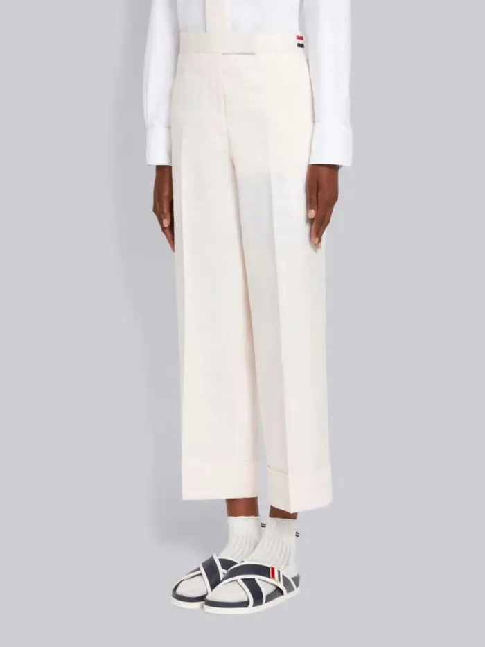 Cotton Twill Engineered 4bar Unlined Low Rise Side Tab Straight Trouser Light Pink Women Thom Browne Trousers