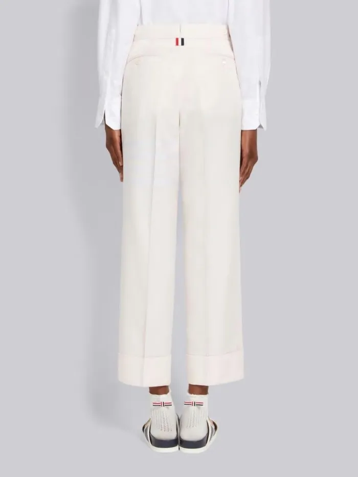 Cotton Twill Engineered 4bar Unlined Low Rise Side Tab Straight Trouser Light Pink Women Thom Browne Trousers
