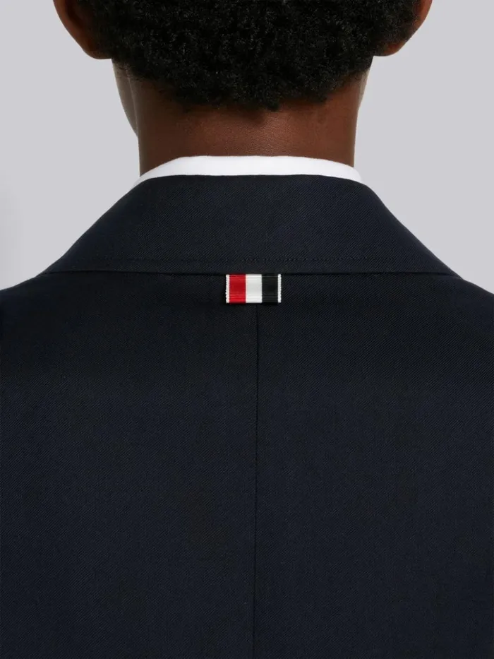Cotton Twill Engineered 4bar Unlined Single Vent Overcoat Navy Women Thom Browne Outerwear