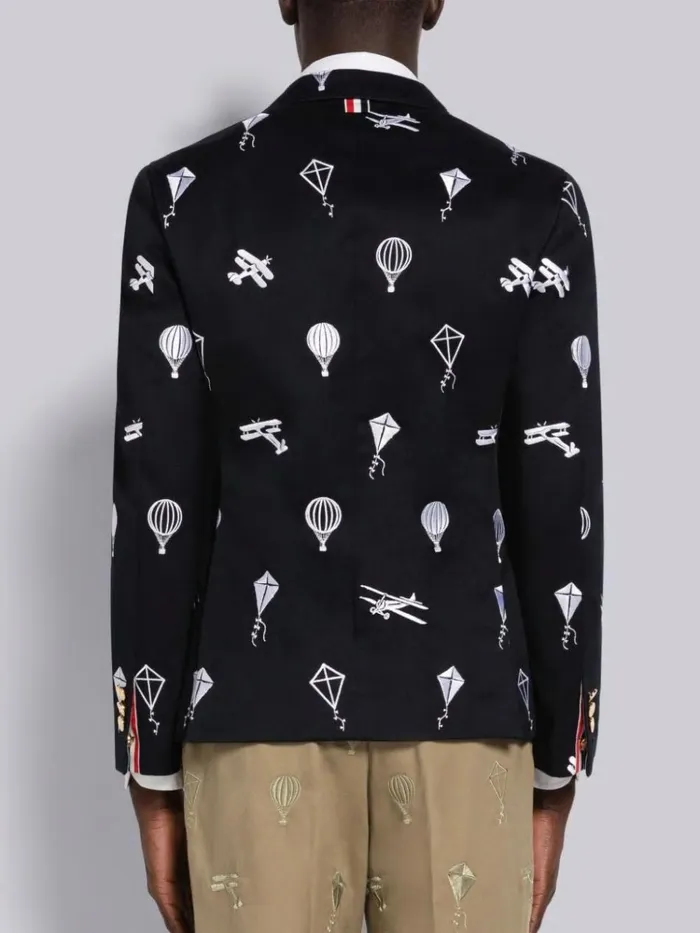 Cotton Twill Half Drop Sky Icon Unconstructed Classic Jacket Navy Men Thom Browne Jackets and Suiting