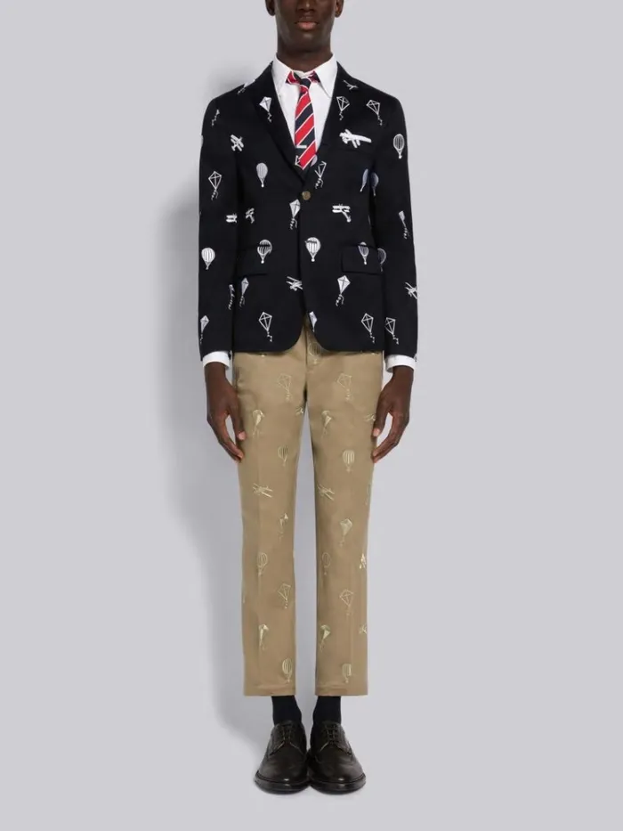 Cotton Twill Half Drop Sky Icon Unconstructed Classic Jacket Navy Men Thom Browne Jackets and Suiting