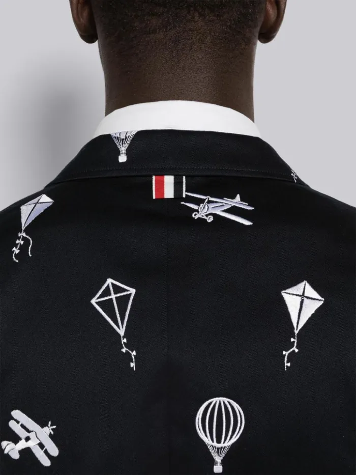 Cotton Twill Half Drop Sky Icon Unconstructed Classic Jacket Navy Men Thom Browne Jackets and Suiting