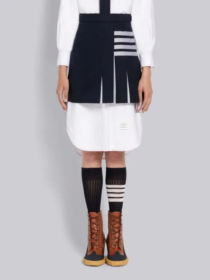 Cotton Twill Oxford Pleat Engineered 4bar Half Pleated Micro Mini Skirt Navy Women Thom Browne Skirts Cotton Twill Oxford Pleat Engineered 4bar Half Pleated Micro Mini Skirt Navy Women Thom Browne Skirts