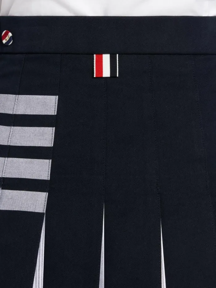 Cotton Twill Oxford Pleat Engineered 4bar Half Pleated Micro Mini Skirt Navy Women Thom Browne Skirts