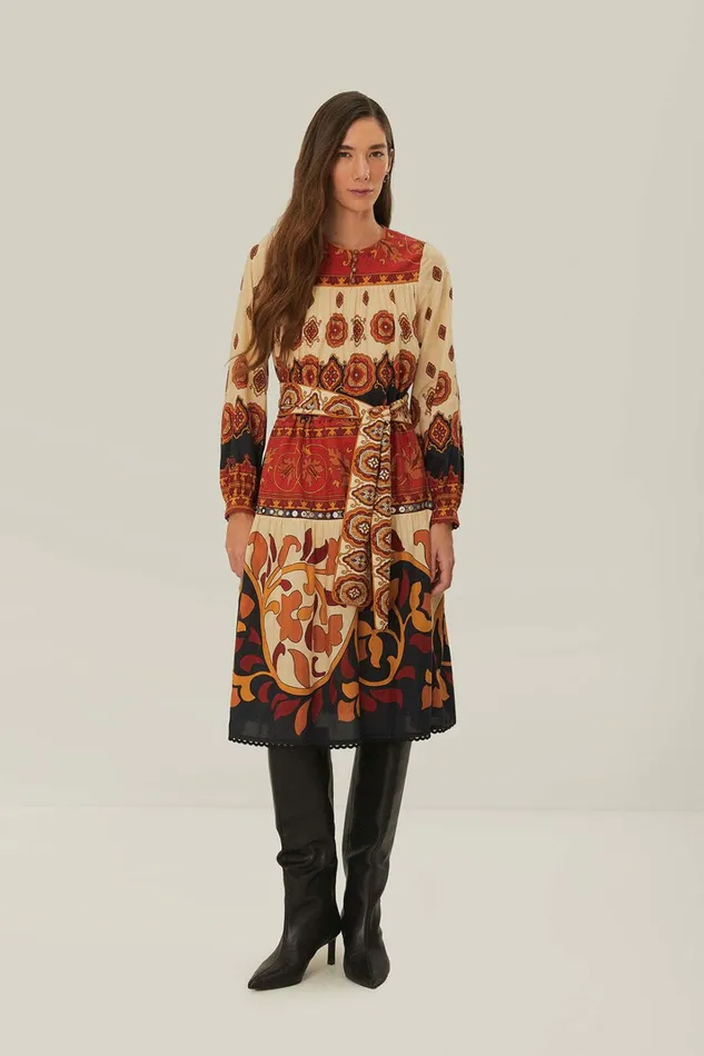 Cream Ainika Tiles Midi Dress Women FARM Rio Midi Dresses Cream Ainika Tiles Midi Dress Women FARM Rio Midi Dresses