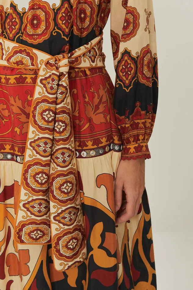 Cream Ainika Tiles Midi Dress Women FARM Rio Midi Dresses Cream Ainika Tiles Midi Dress Women FARM Rio Midi Dresses