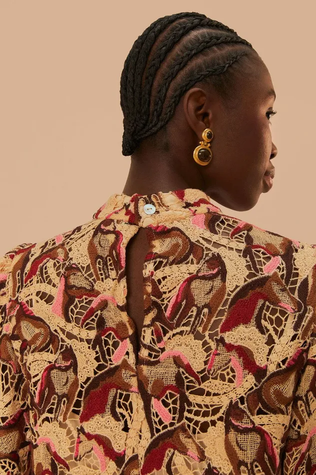 Cream Horses Guipure Blouse Women FARM Rio Blouses Cream Horses Guipure Blouse Women FARM Rio Blouses