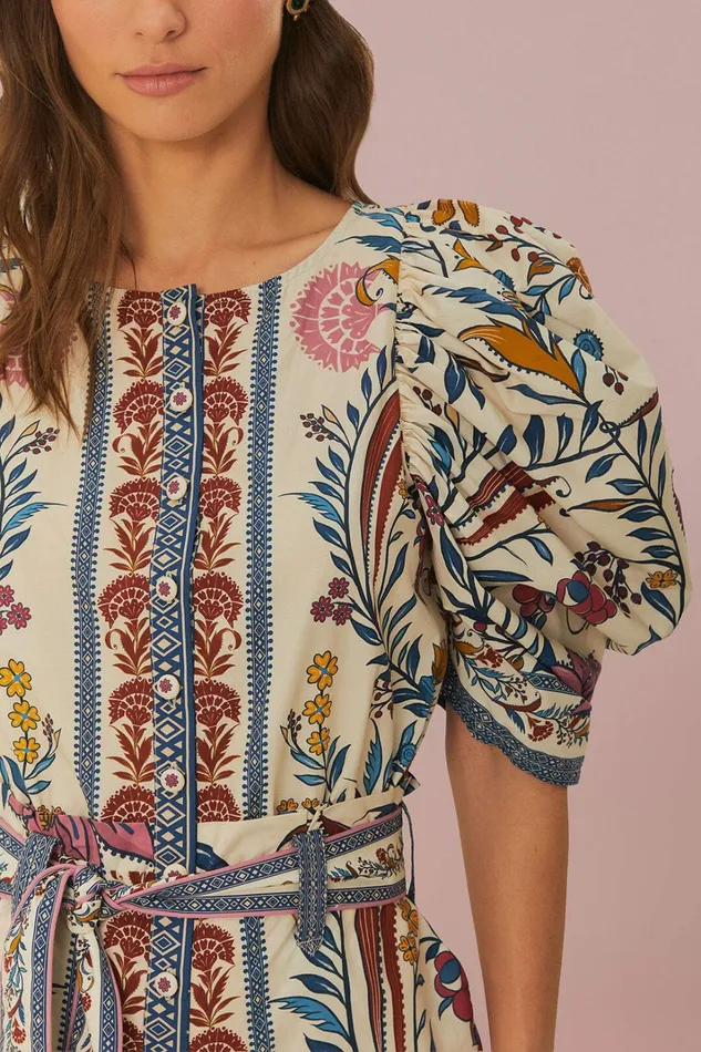 Cream Romantic Lightness Belted Romper Women FARM Rio Rompers Cream Romantic Lightness Belted Romper Women FARM Rio Rompers