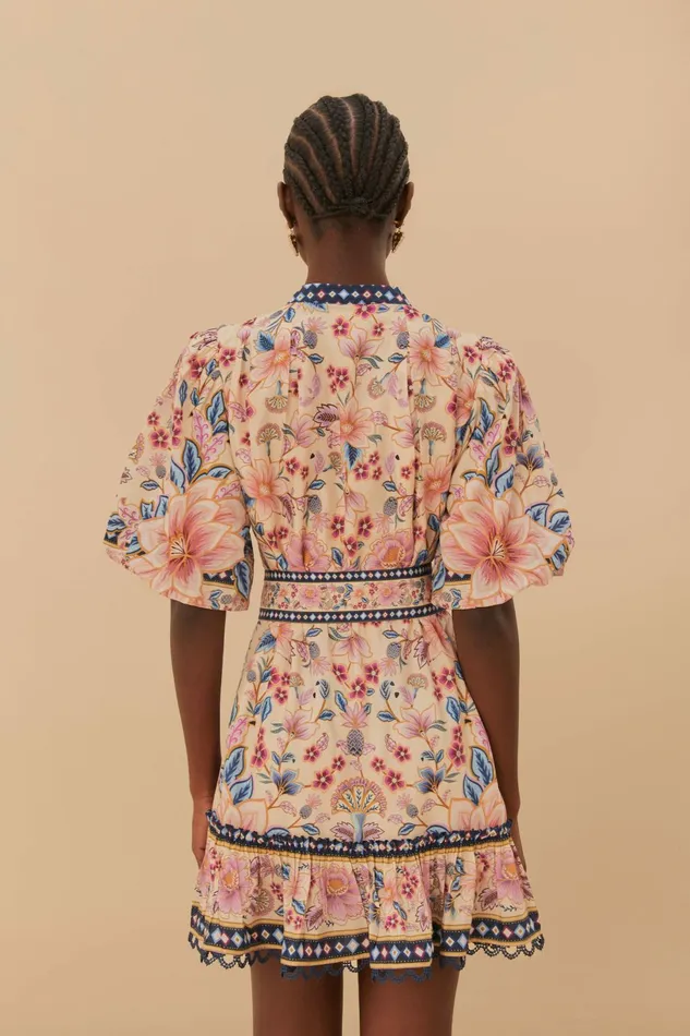 Cream Superbloom Tapestry Puff Sleeve Mini Dress Women FARM Rio Mini Dresses Cream Superbloom Tapestry Puff Sleeve Mini Dress Women FARM Rio Mini Dresses