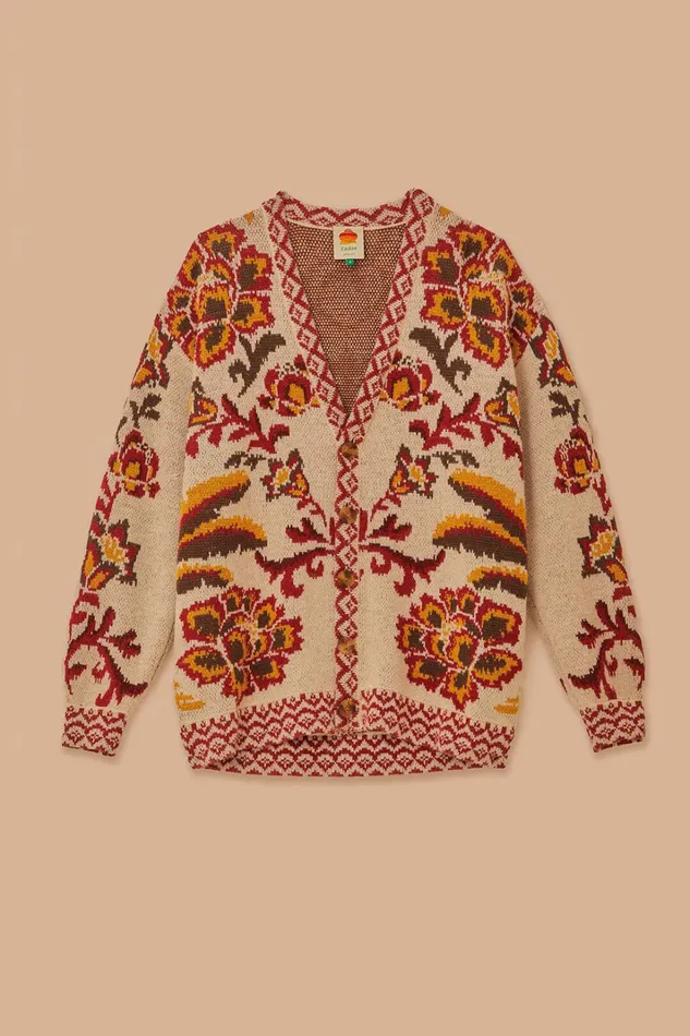 Cream Toucans Scarf Knit Cardigan Women FARM Rio Cardigans Cream Toucans Scarf Knit Cardigan Women FARM Rio Cardigans