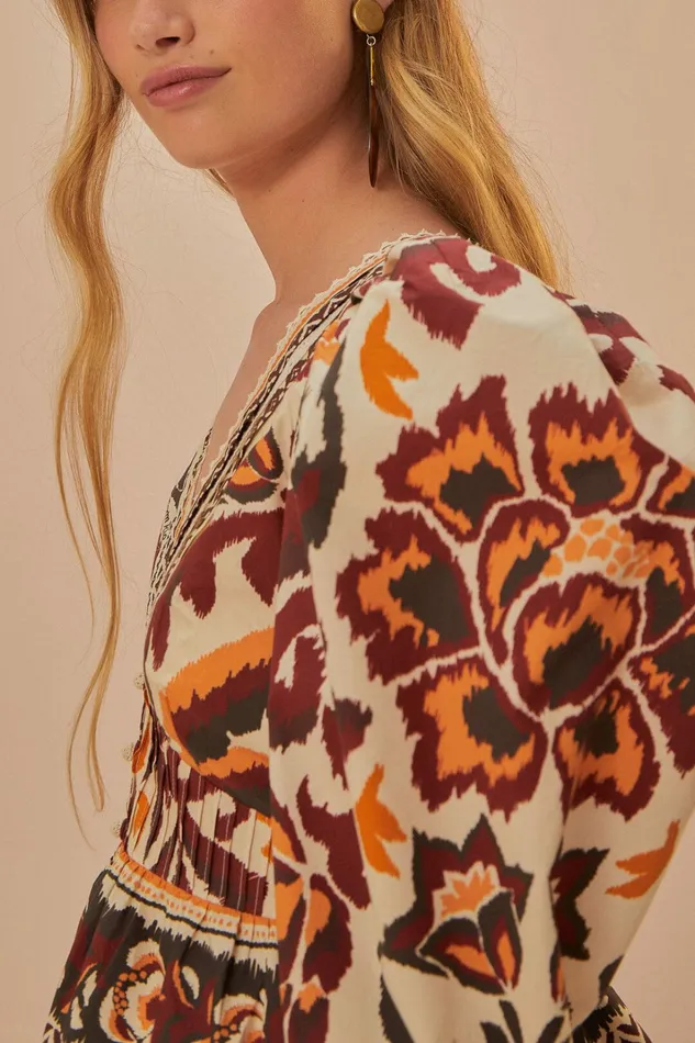 Cream Toucans Scarf Puff Sleeve Blouse Women FARM Rio Blouses Cream Toucans Scarf Puff Sleeve Blouse Women FARM Rio Blouses