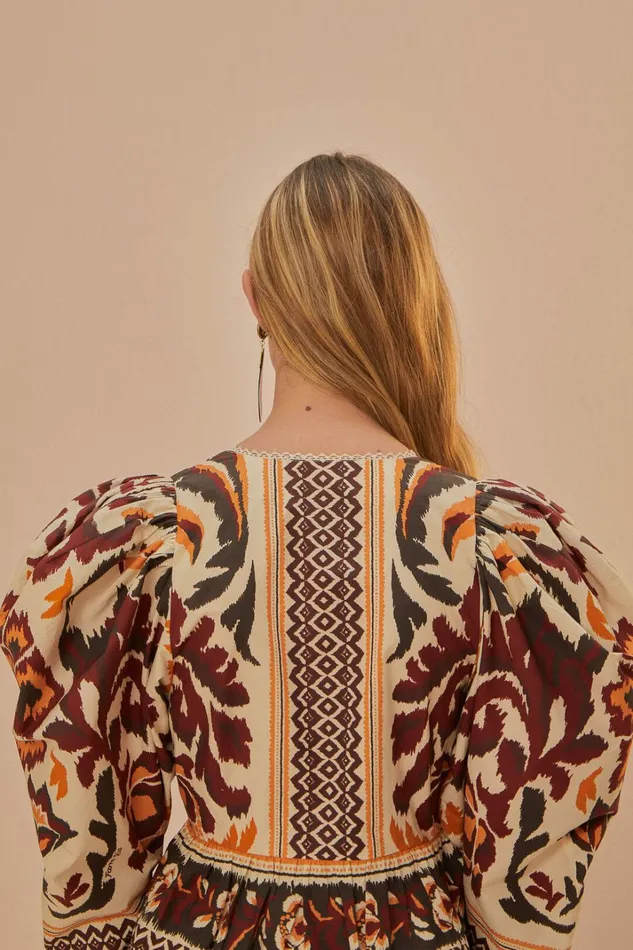 Cream Toucans Scarf Puff Sleeve Blouse Women FARM Rio Blouses Cream Toucans Scarf Puff Sleeve Blouse Women FARM Rio Blouses