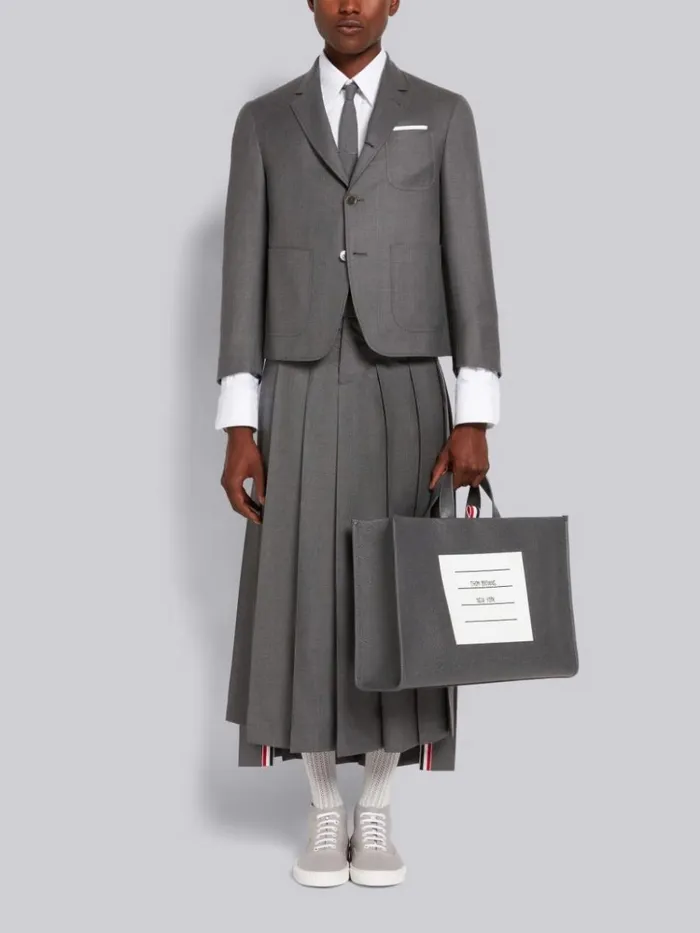 Cropped Shirt W Satin Weave 4bar In Oxford White Men Thom Browne Shirting Cropped Shirt W Satin Weave 4bar In Oxford White Men Thom Browne Shirting