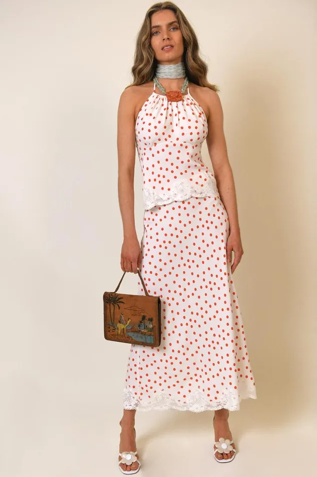 Crystal Red Flamenco Spot Women RIXO Skirts Crystal Red Flamenco Spot Women RIXO Skirts