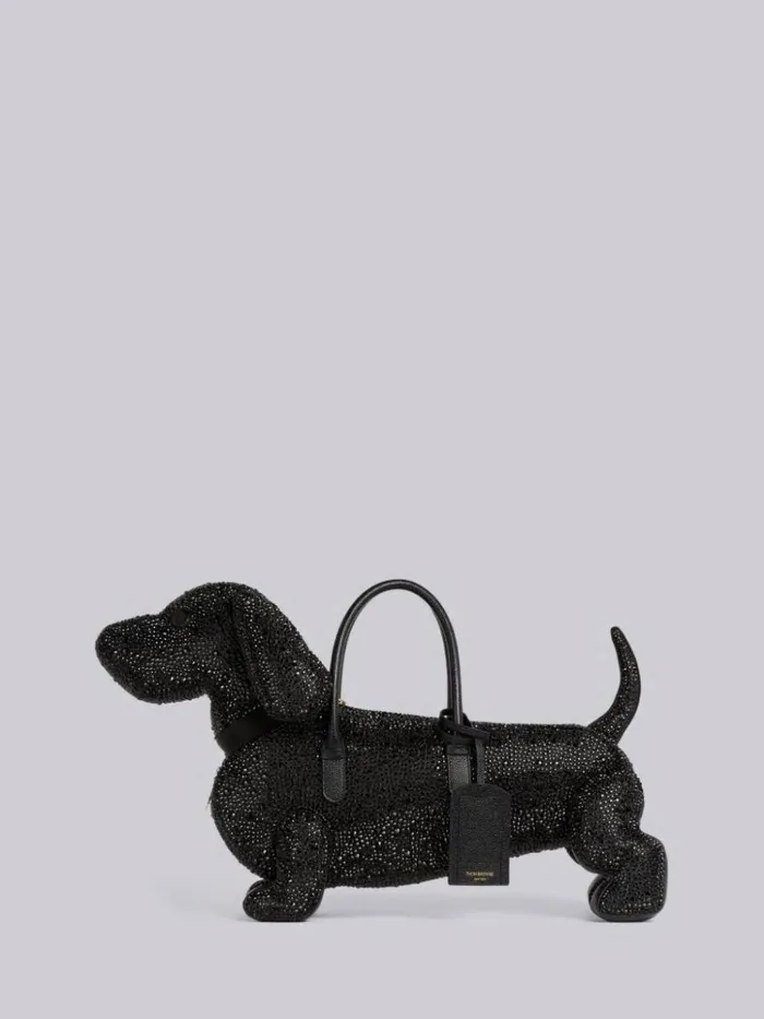 Crystal Satin Tie Hector Bag Black WomenMen Thom Browne Handbags and Totes