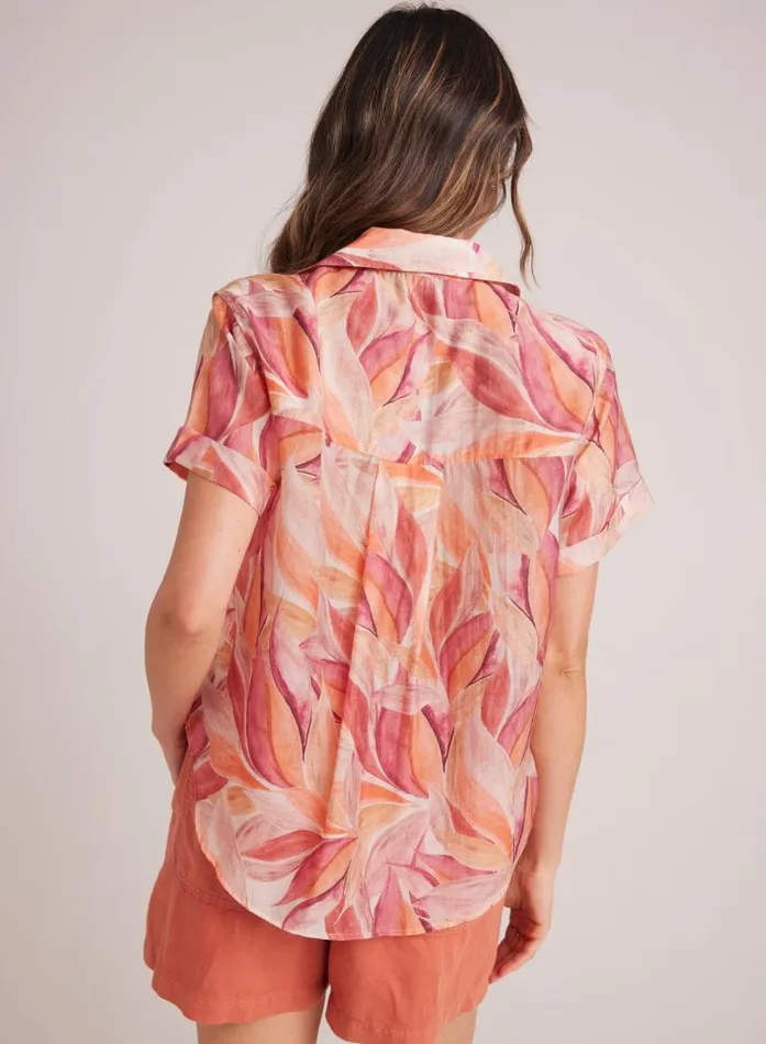 Cuffed Short Sleeve Shirt 8211 Painted Leaves Print Women Bella Dahl Short Sleeve Cuffed Short Sleeve Shirt 8211 Painted Leaves Print Women Bella Dahl Short Sleeve