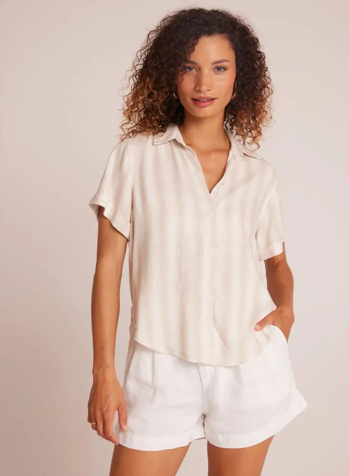 Cuffed Short Sleeve Shirt 8211 Playa Sand Stripe Women Bella Dahl Short Sleeve Cuffed Short Sleeve Shirt 8211 Playa Sand Stripe Women Bella Dahl Short Sleeve