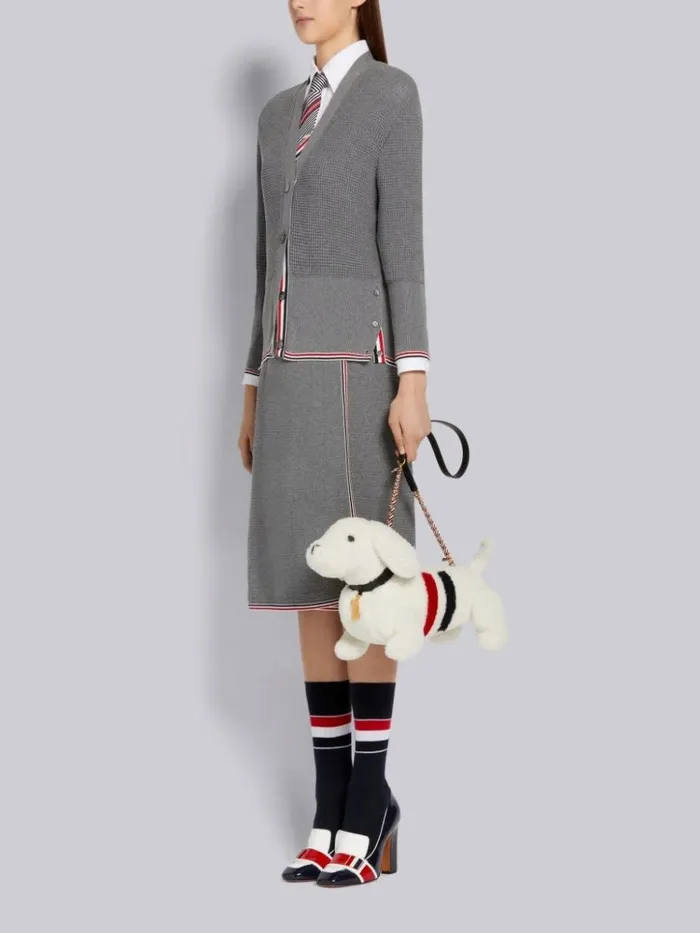 Curly Merino Shearling Intarsia Stripe Mini Hector Bag White Women Thom Browne Crossbody Bags