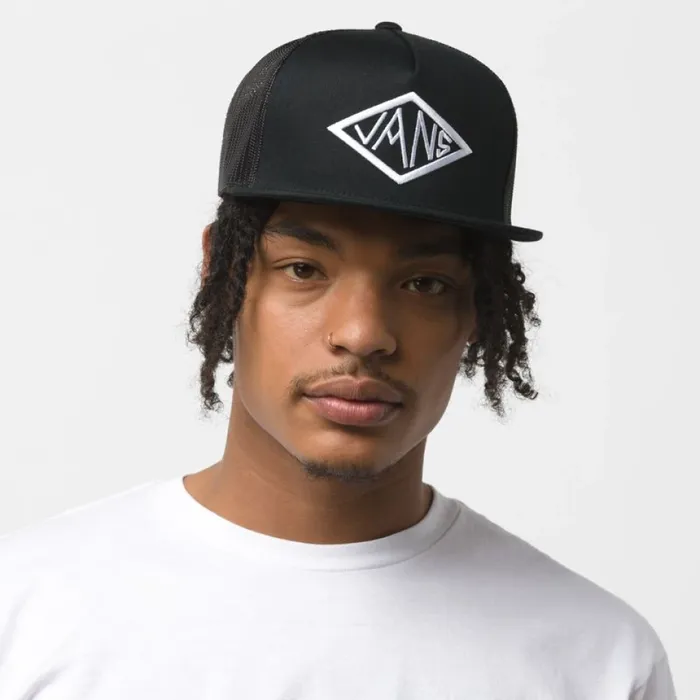 Dak Diamond Trucker Hat Black Hats and Beanies Vans Men