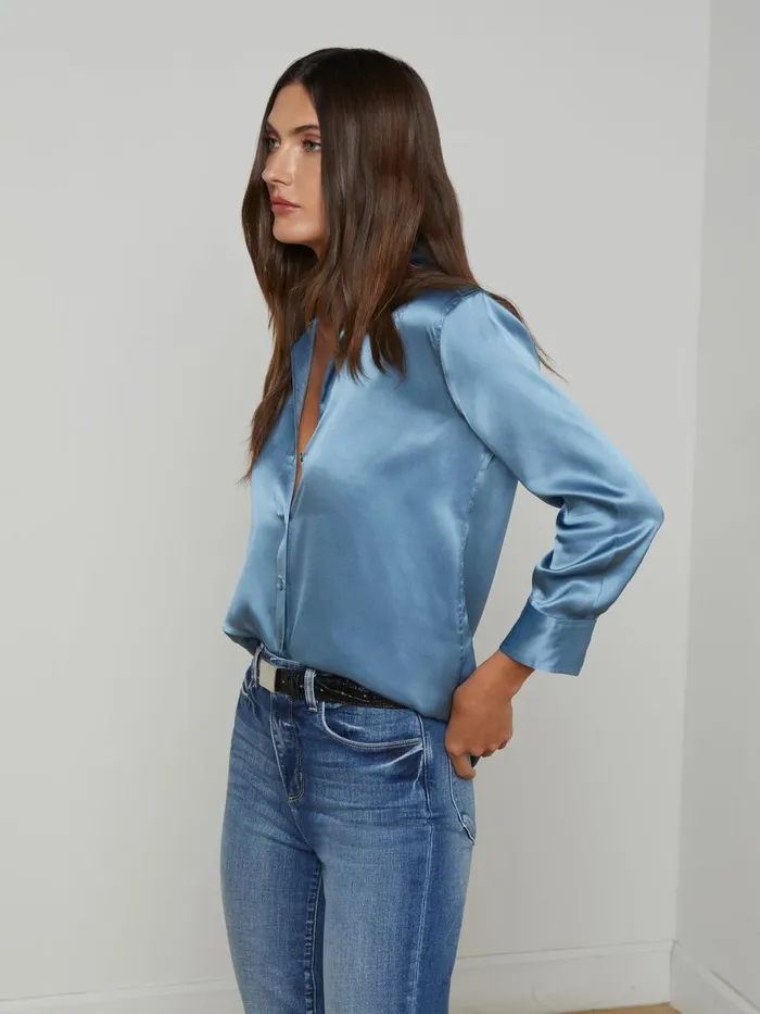 Dani Silk Blouse Blue Mist Women L039Agence Blouses and Tops Dani Silk Blouse Blue Mist Women L039Agence Blouses and Tops