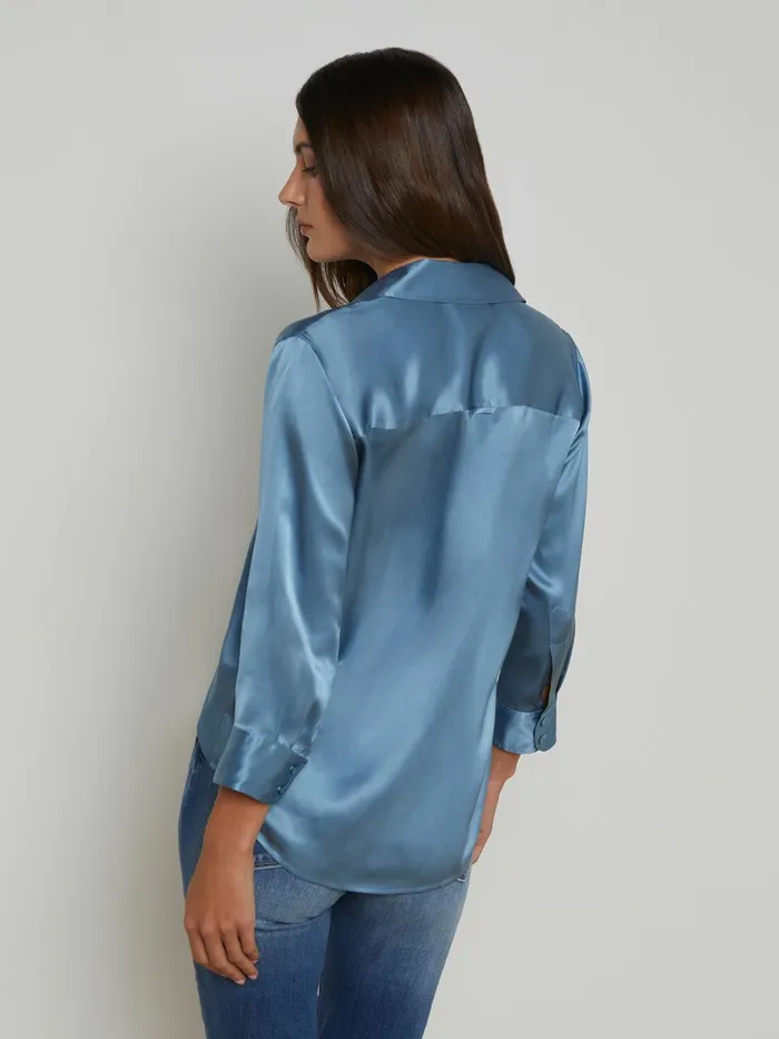Dani Silk Blouse Blue Mist Women L039Agence Blouses and Tops Dani Silk Blouse Blue Mist Women L039Agence Blouses and Tops