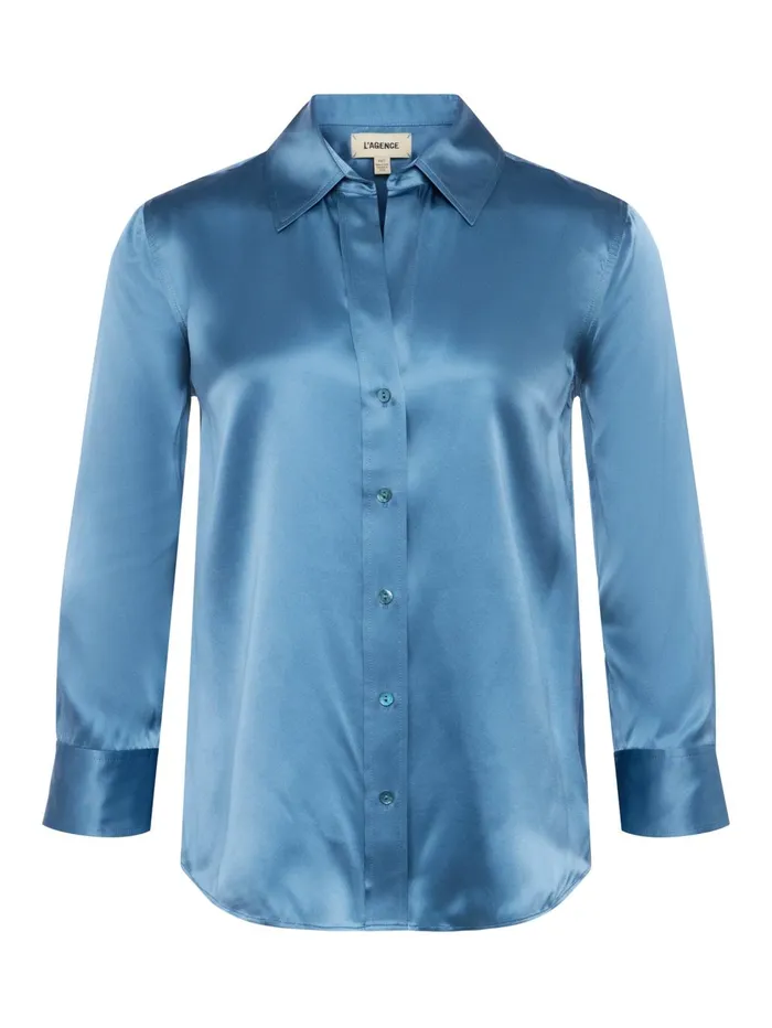Dani Silk Blouse Blue Mist Women L039Agence Blouses and Tops Dani Silk Blouse Blue Mist Women L039Agence Blouses and Tops