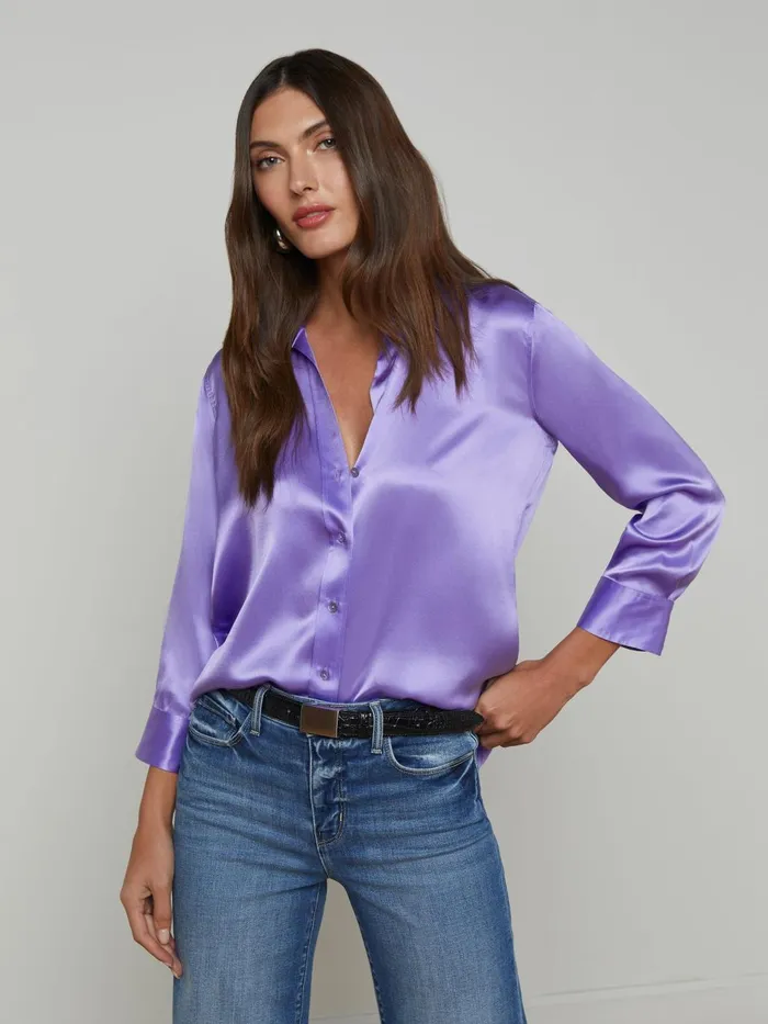 Dani Silk Blouse Electric Purple Women L039Agence Blouses and Tops