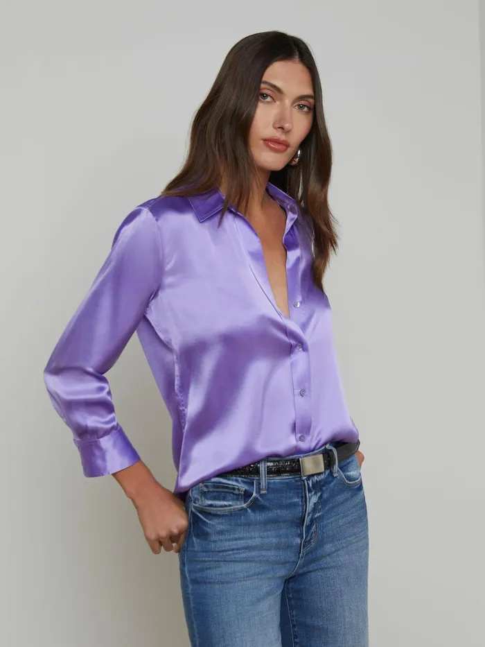 Dani Silk Blouse Electric Purple Women L039Agence Blouses and Tops Dani Silk Blouse Electric Purple Women L039Agence Blouses and Tops