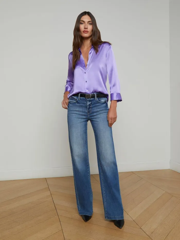 Dani Silk Blouse Electric Purple Women L039Agence Blouses and Tops Dani Silk Blouse Electric Purple Women L039Agence Blouses and Tops