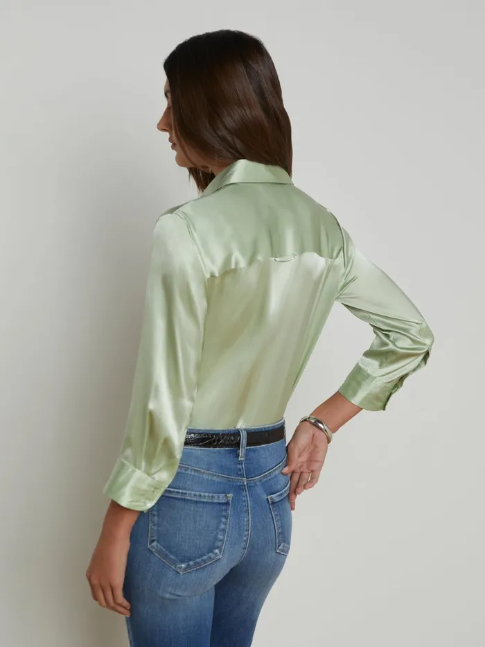 Dani Silk Blouse Laurel Green Women L039Agence Blouses and Tops Dani Silk Blouse Laurel Green Women L039Agence Blouses and Tops