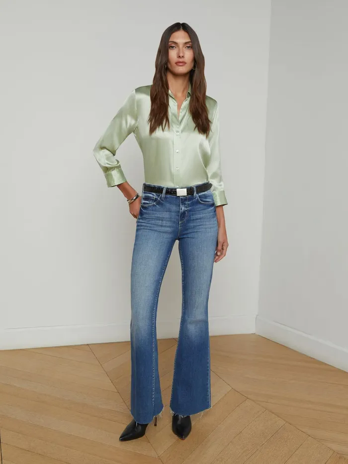 Dani Silk Blouse Laurel Green Women L039Agence Blouses and Tops Dani Silk Blouse Laurel Green Women L039Agence Blouses and Tops