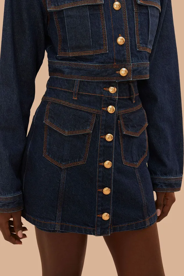 Dark Denim High Waist Skirt Women FARM Rio Skirts Dark Denim High Waist Skirt Women FARM Rio Skirts
