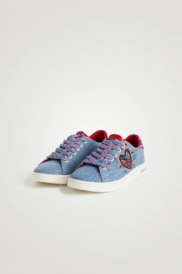 Denim Sneakers With Heart Women Desigual Sneakers