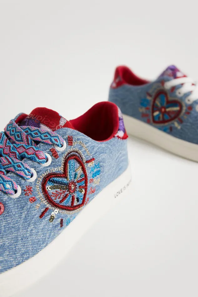Denim Sneakers With Heart Women Desigual Sneakers