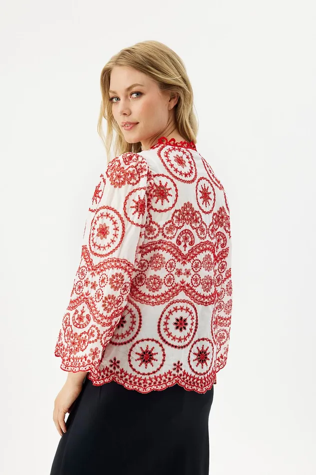 DONNI BLOUSE 16035 201 Red 201 Women IN FRONT BLOUSES SHIRTS