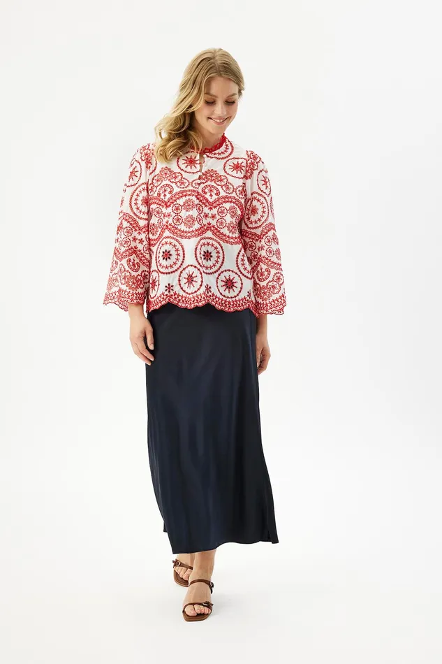 DONNI BLOUSE 16035 201 Red 201 Women IN FRONT BLOUSES SHIRTS