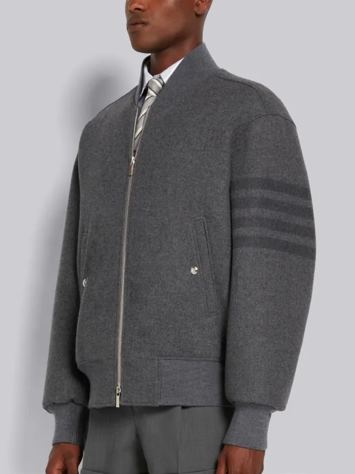 Double Face Melton 4bar Oversized Blouson Jacket Medium Grey Men Thom Browne Jackets and Suiting